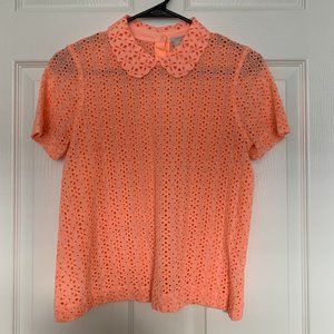 Coral J. Crew Short-Sleeve Blouse